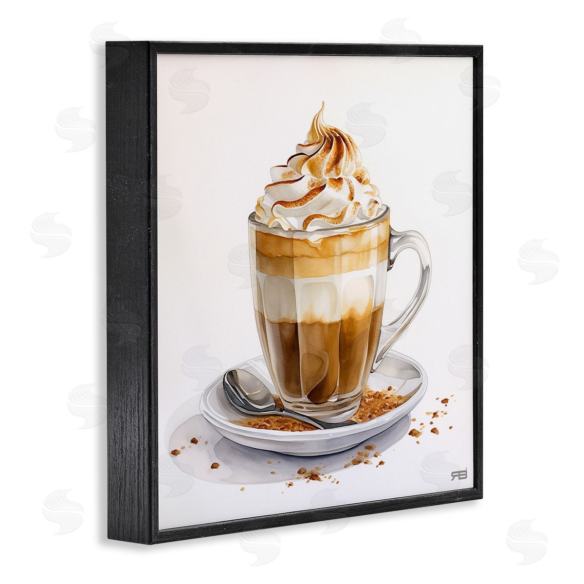 RB Cafe Dessert Latte Black Framed Giclee Wall Art Print