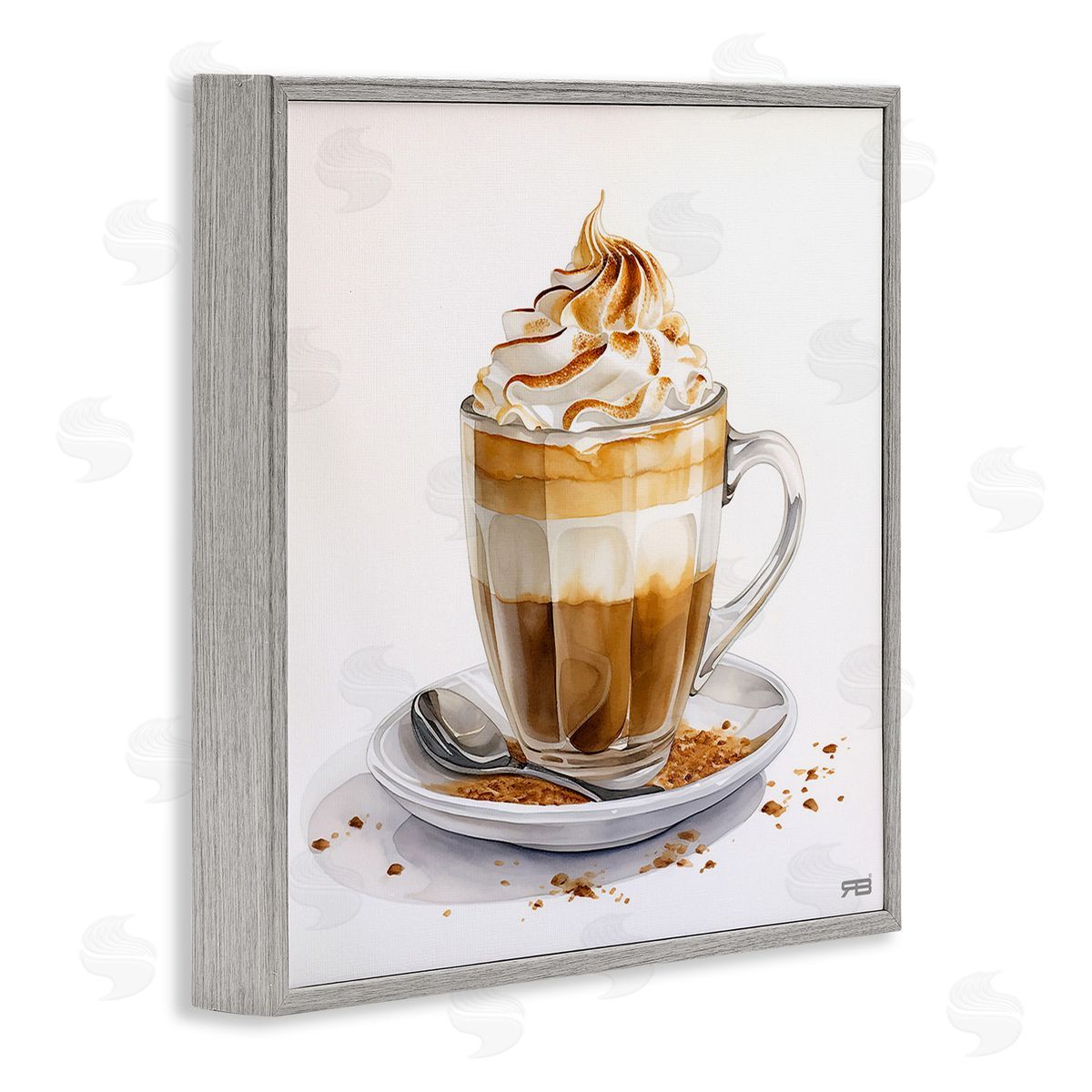 RB Cafe Dessert Latte Gray Framed Giclee Wall Art Print