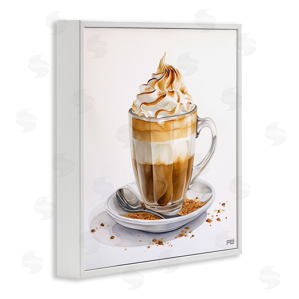 RB Cafe Dessert Latte White Framed Giclee Wall Art Print