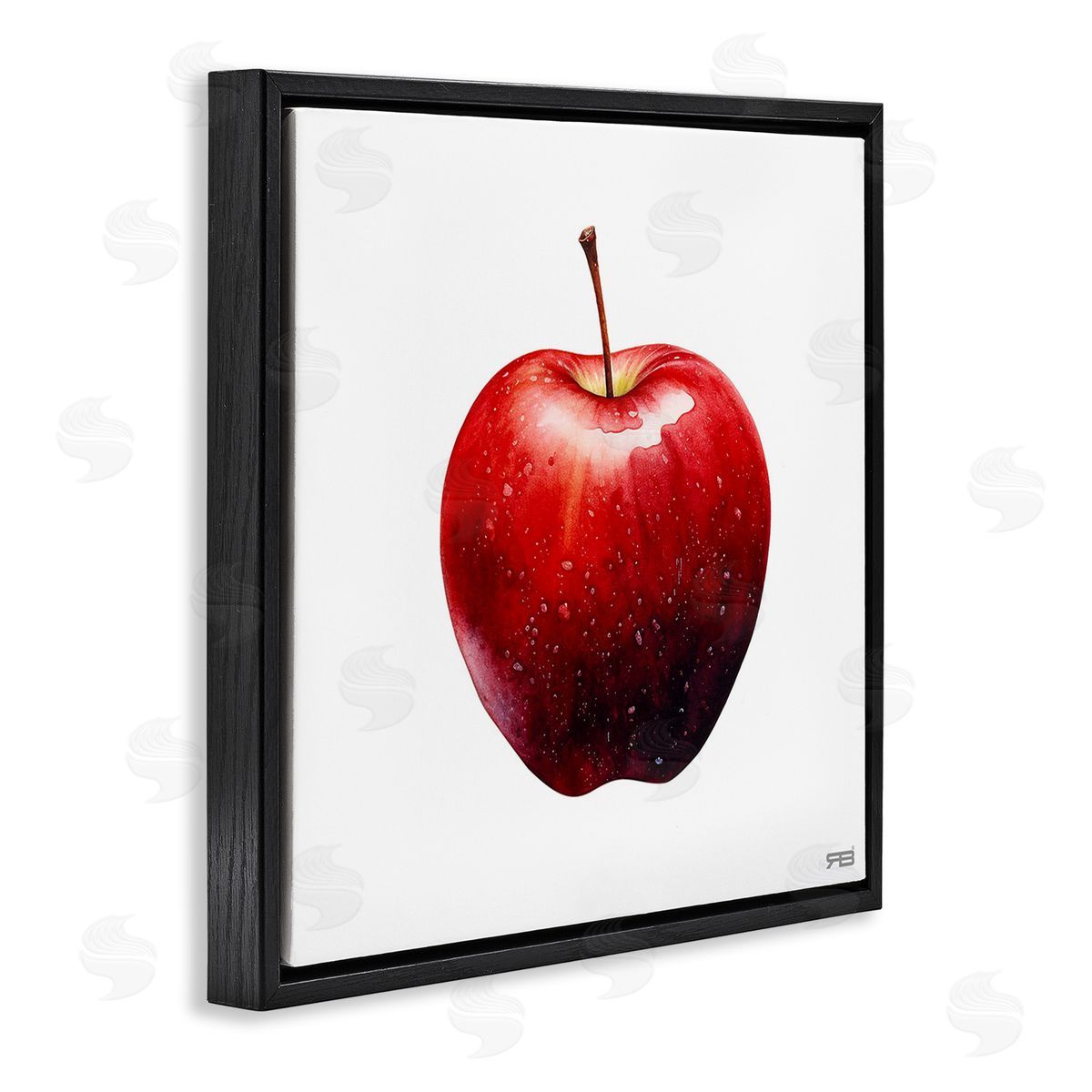 RB Bold Red Apple Black Floating Frame Canvas Wall Art Print