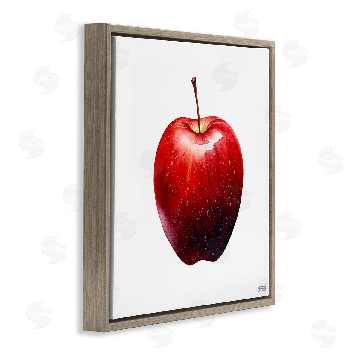 RB Bold Red Apple Brown Floating Frame Canvas Wall Art Print