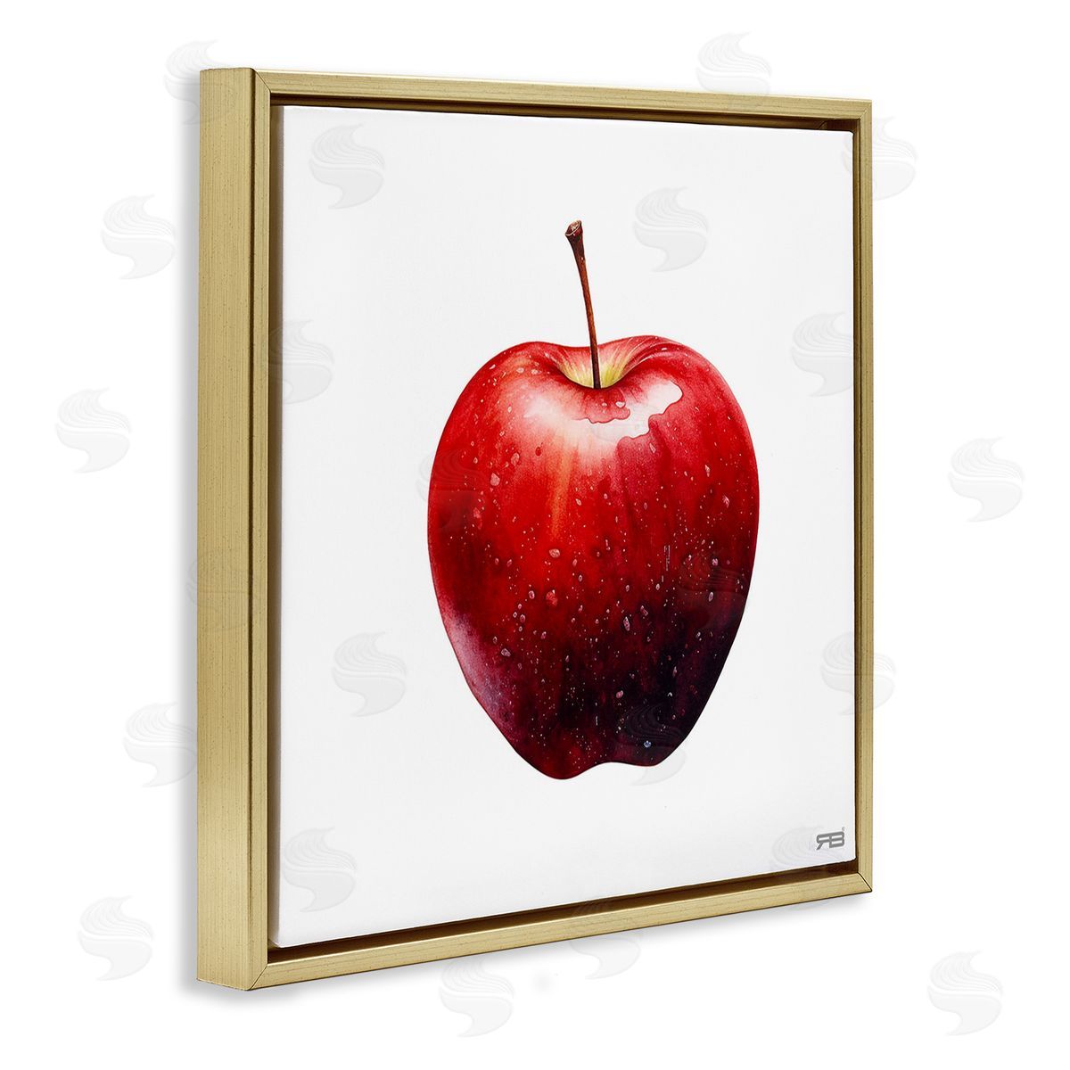 RB Bold Red Apple Gold Floating Frame Canvas Wall Art Print