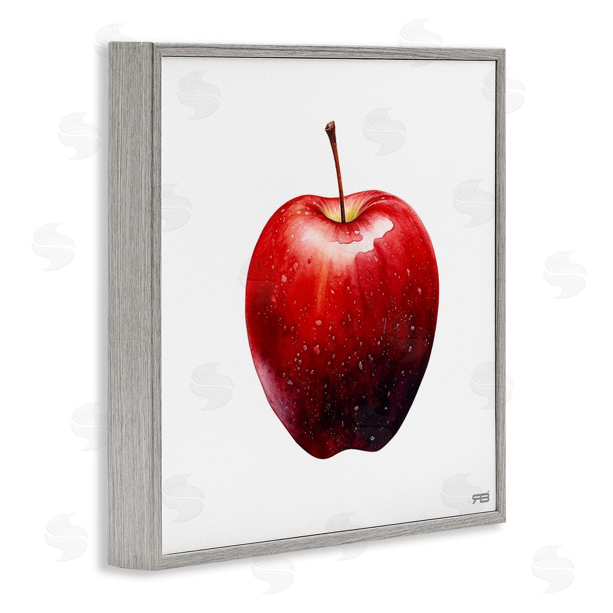RB Bold Red Apple Gray Framed Giclee Wall Art Print