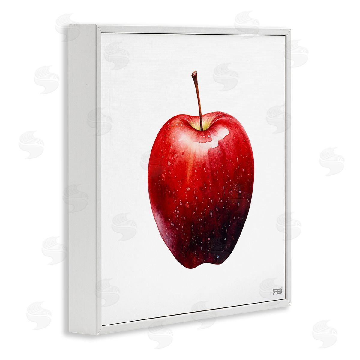 RB Bold Red Apple White Framed Giclee Wall Art Print