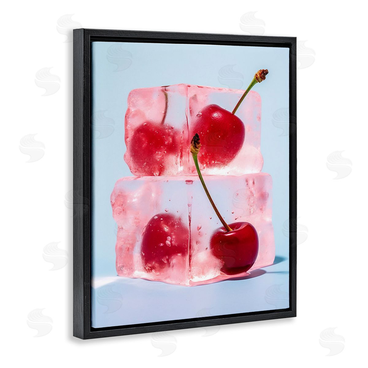 RB Cherry Ice Cubes Black Floating Frame Canvas Wall Art Print