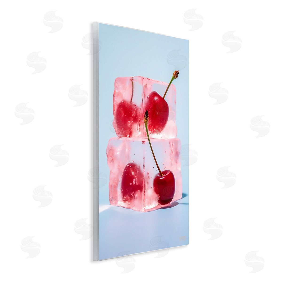 RB Cherry Ice Cubes Wooden Wall Plaque Art Print