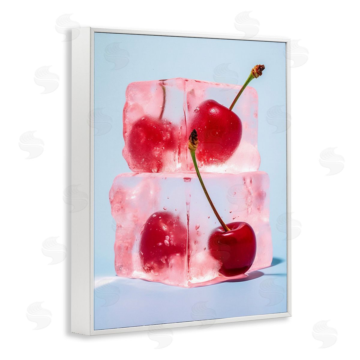 RB Cherry Ice Cubes White Framed Giclee Wall Art Print
