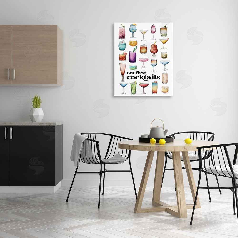 Susan Ball But First Cocktails Canvas Wall Art Print in Room