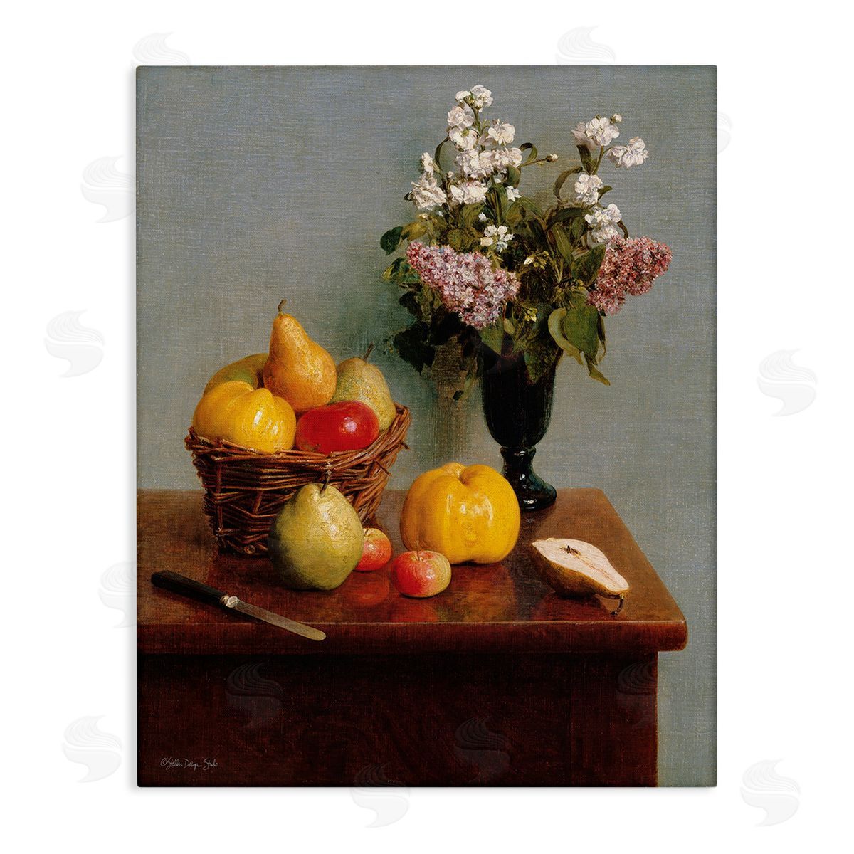 Stellar Design Studio Fruit & Flowers Still Life Canvas Wall Art Print