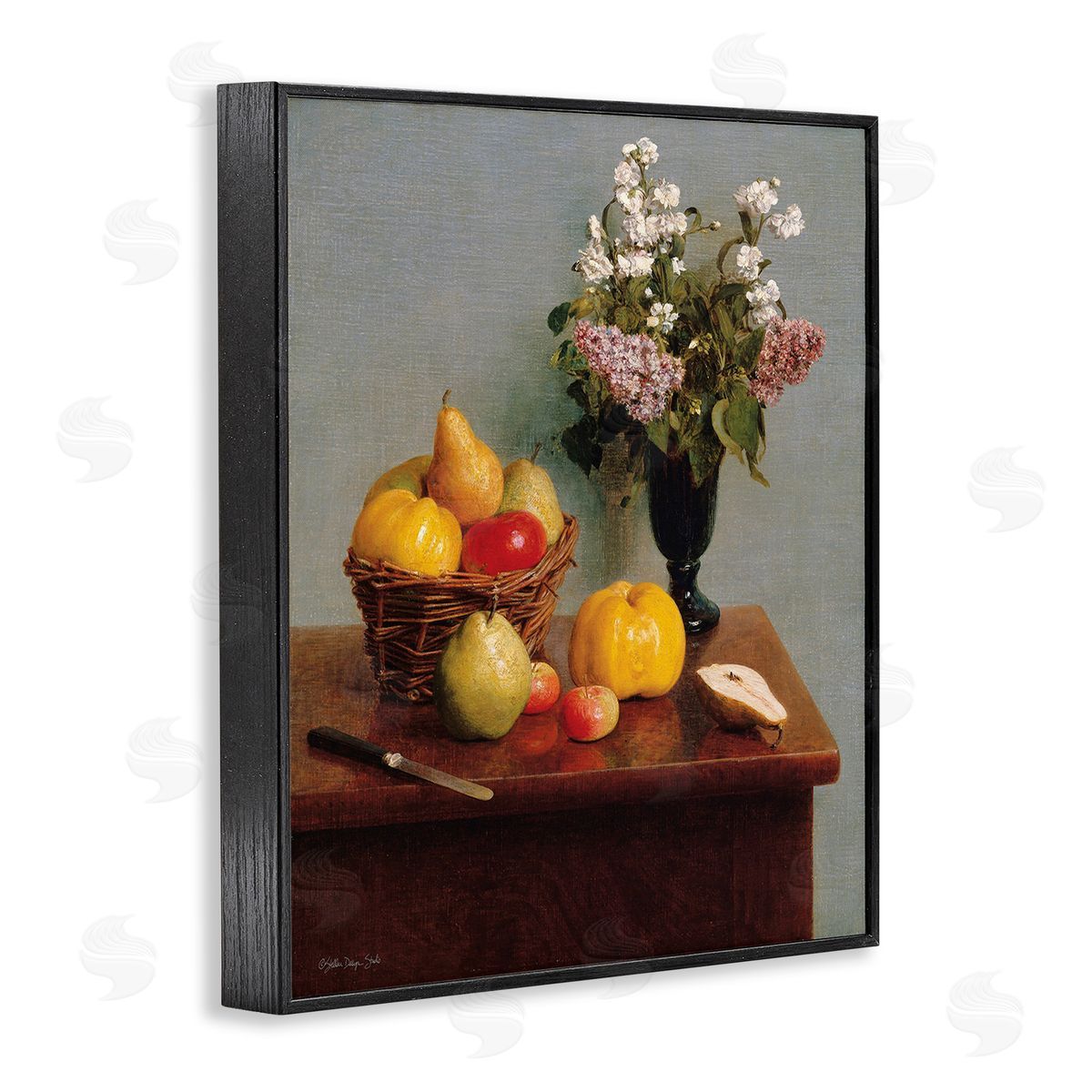 Stellar Design Studio Fruit & Flowers Still Life Black Framed Giclee Wall Art Print