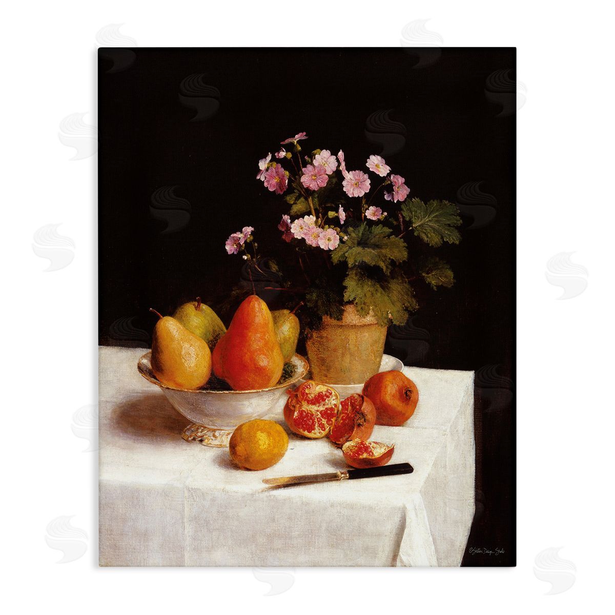 Stellar Design Studio Fruit & Bouquet Still Life Canvas Wall Art Print