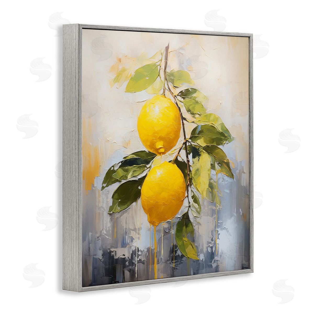 Ramona Murdock Abstract Lemon Branch Gray Framed Giclee Wall Art Print