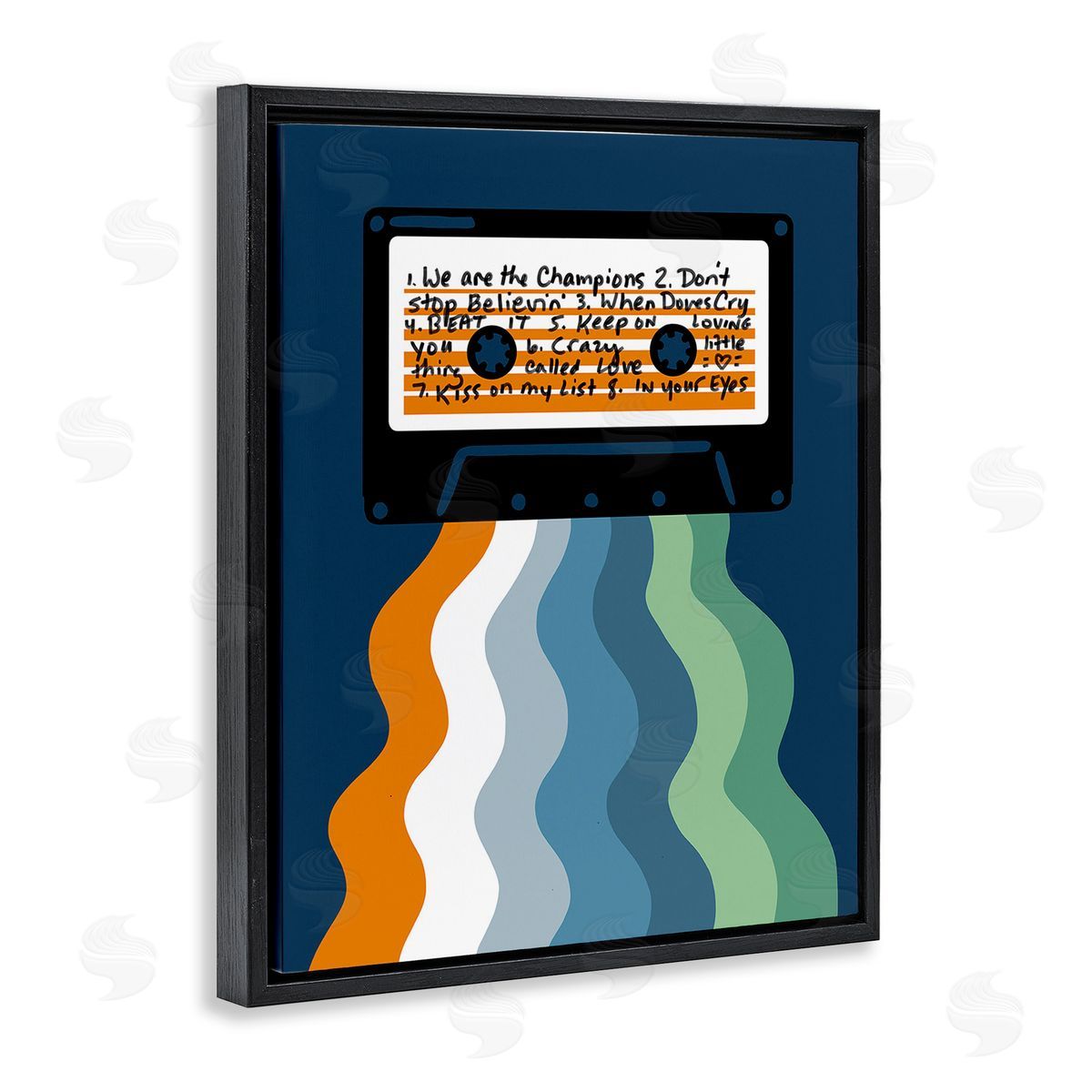 Laura Marr Mix Tape Cassette Black Floating Frame Canvas Wall Art Print