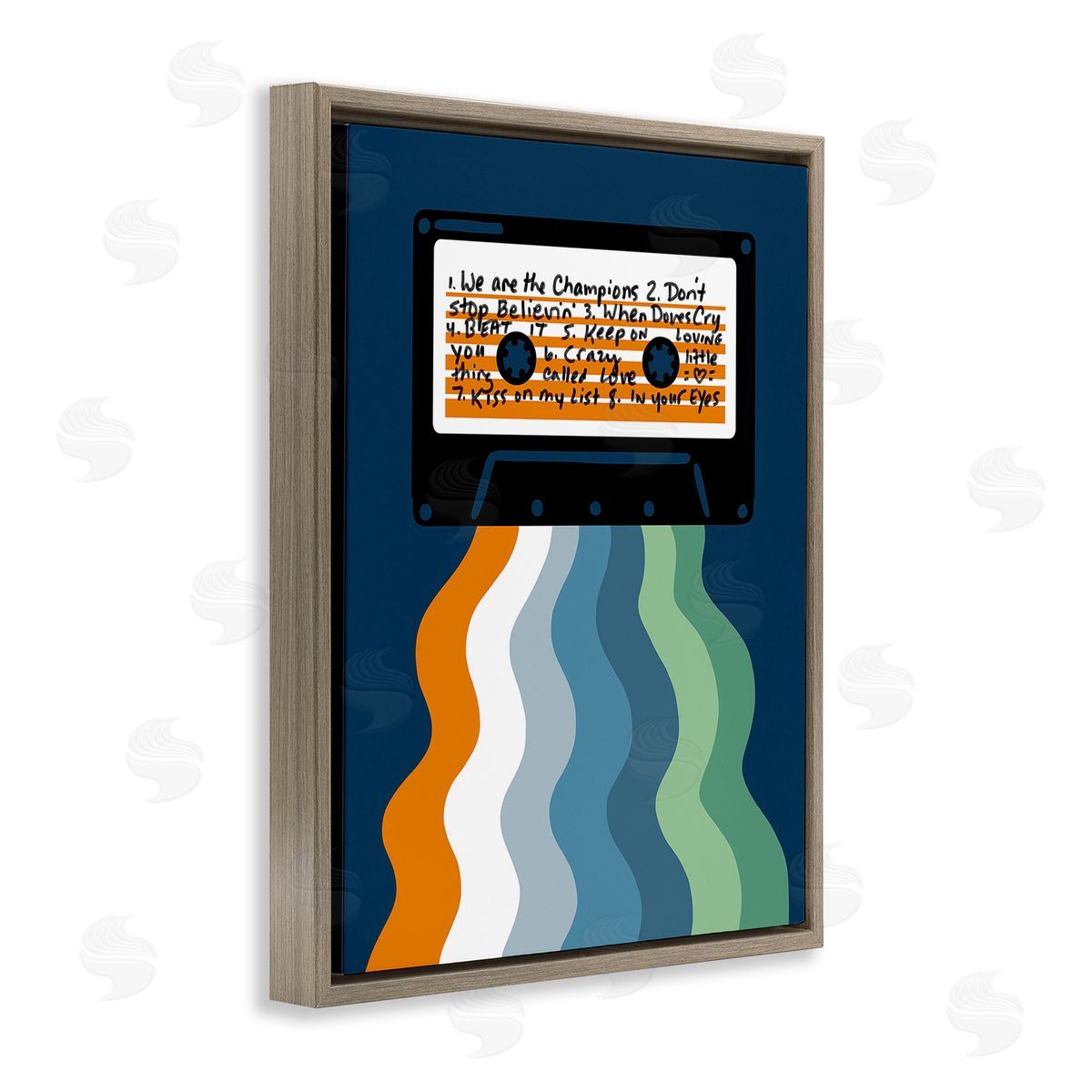 Laura Marr Mix Tape Cassette Brown Floating Frame Canvas Wall Art Print
