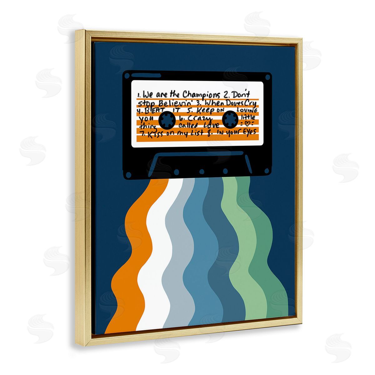 Laura Marr Mix Tape Cassette Gold Floating Frame Canvas Wall Art Print