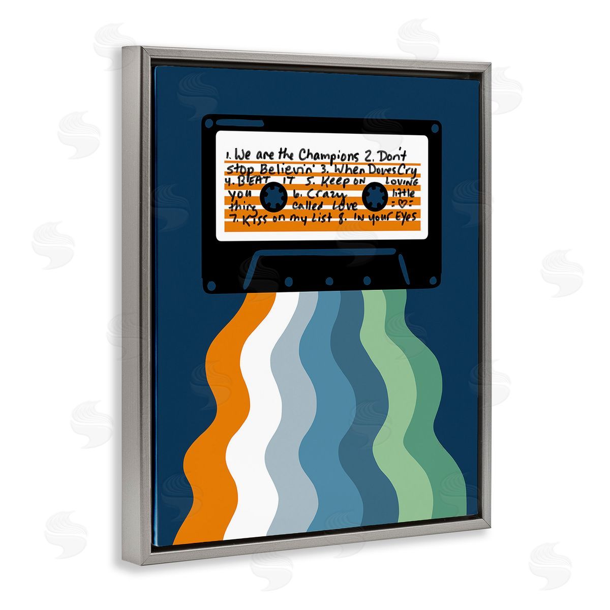 Laura Marr Mix Tape Cassette Gray Floating Frame Canvas Wall Art Print