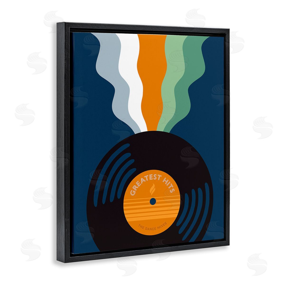 Laura Marr Groovy Vinyl Record Black Floating Frame Canvas Wall Art Print