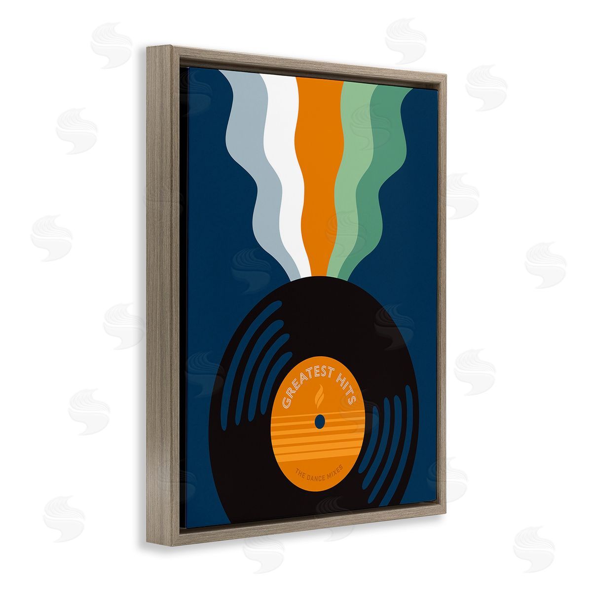 Laura Marr Groovy Vinyl Record Brown Floating Frame Canvas Wall Art Print
