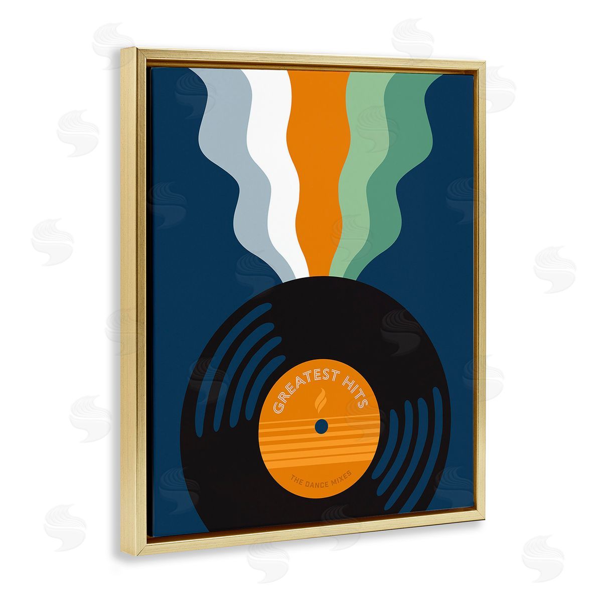 Laura Marr Groovy Vinyl Record Gold Floating Frame Canvas Wall Art Print