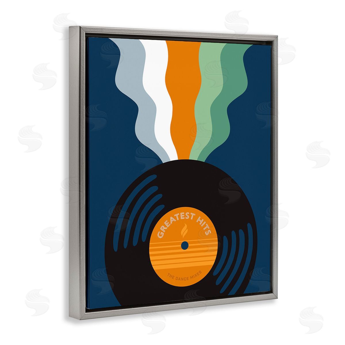 Laura Marr Groovy Vinyl Record Gray Floating Frame Canvas Wall Art Print