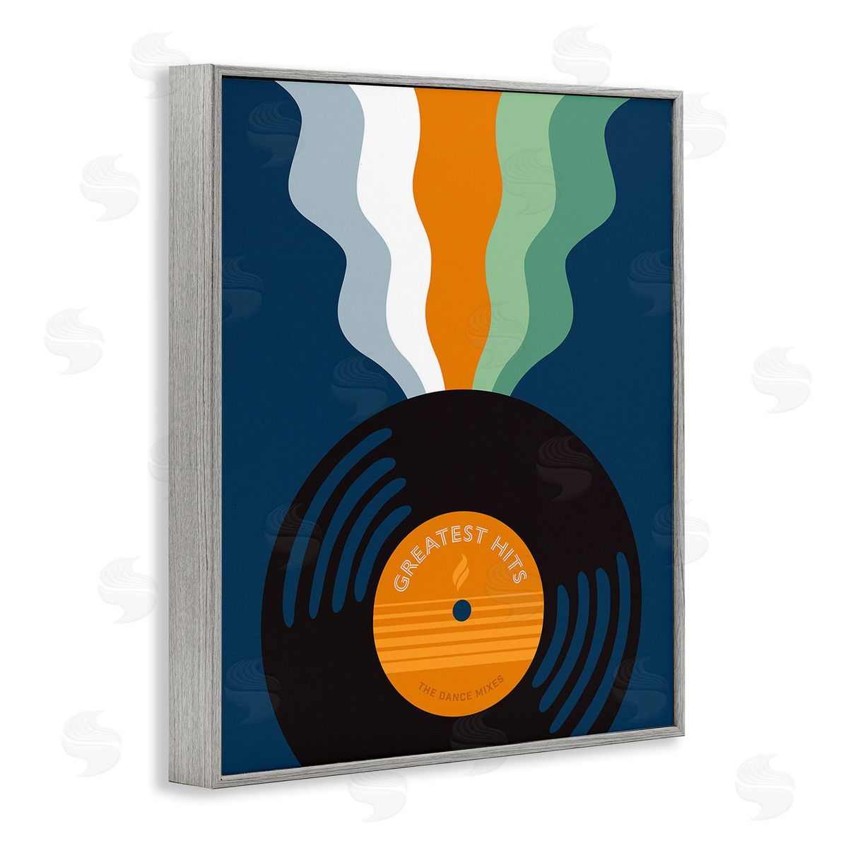 Laura Marr Groovy Vinyl Record Gray Framed Giclee Wall Art Print