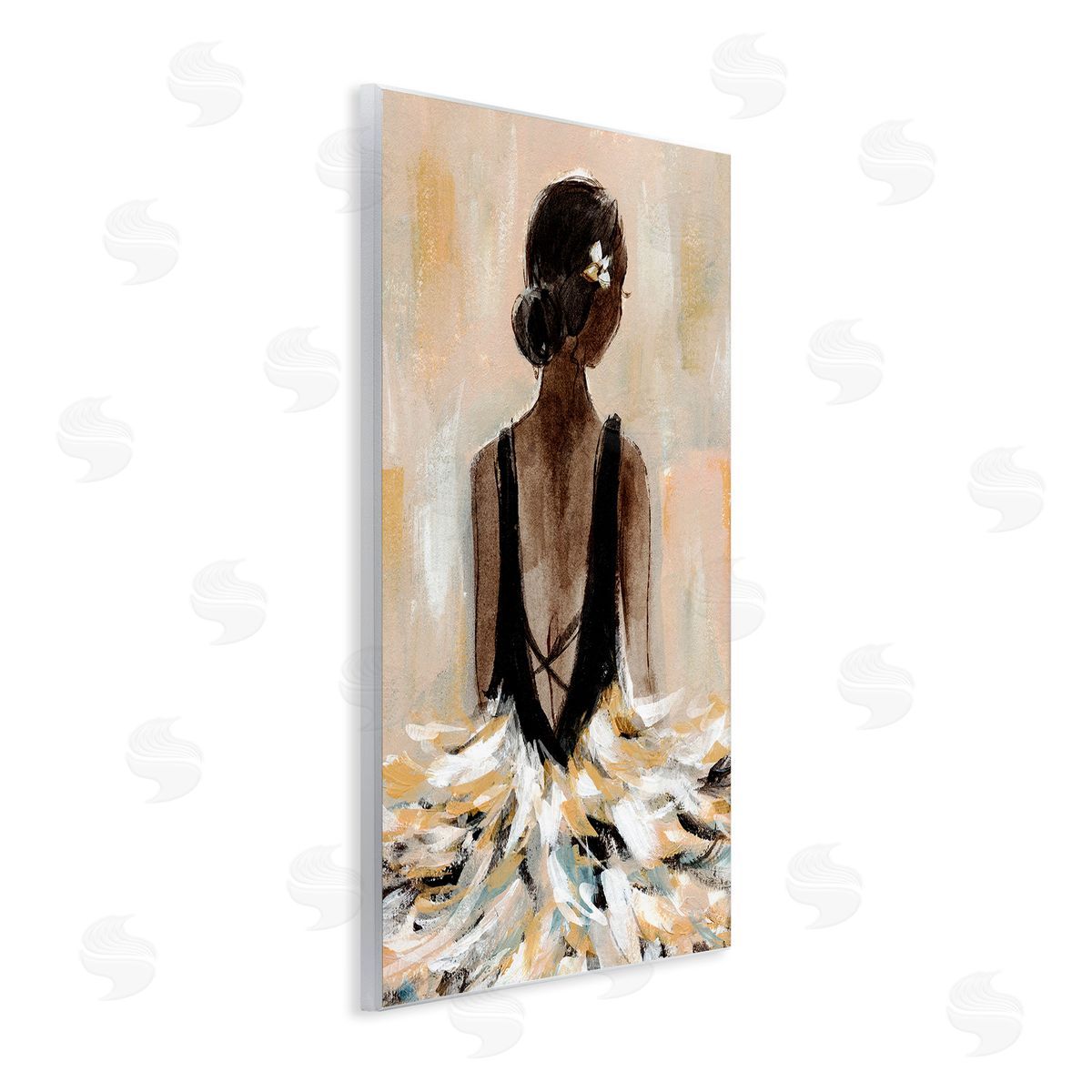 Annie Warren Ballerina in Abstract Gown Wooden Wall Plaque Art Print