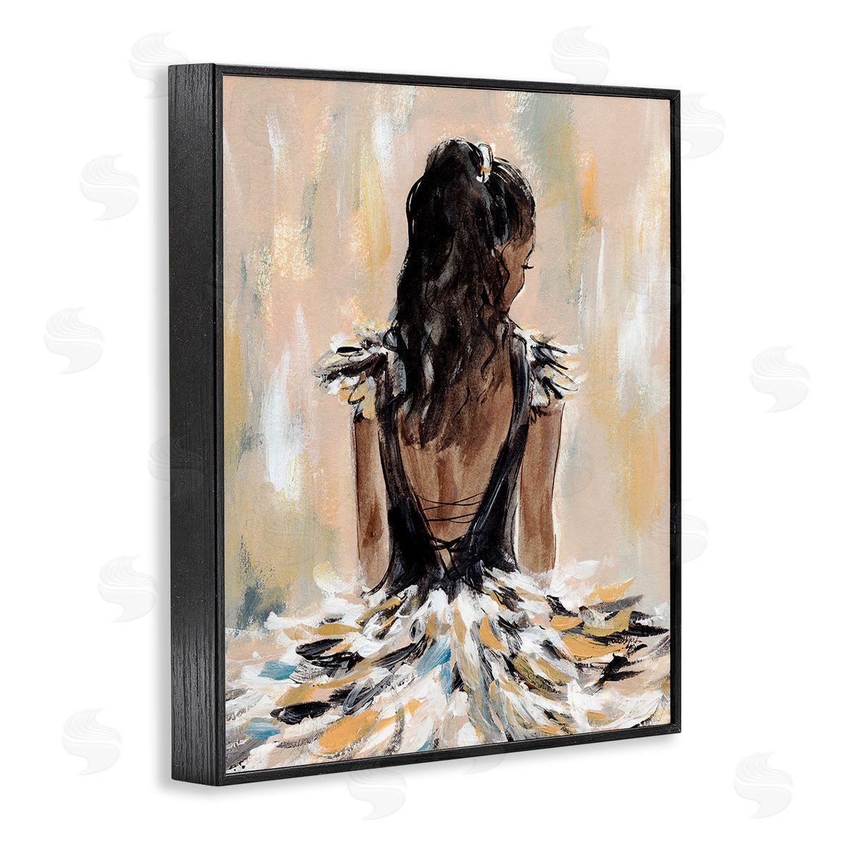 Annie Warren Fashionista in Dress Black Framed Giclee Wall Art Print