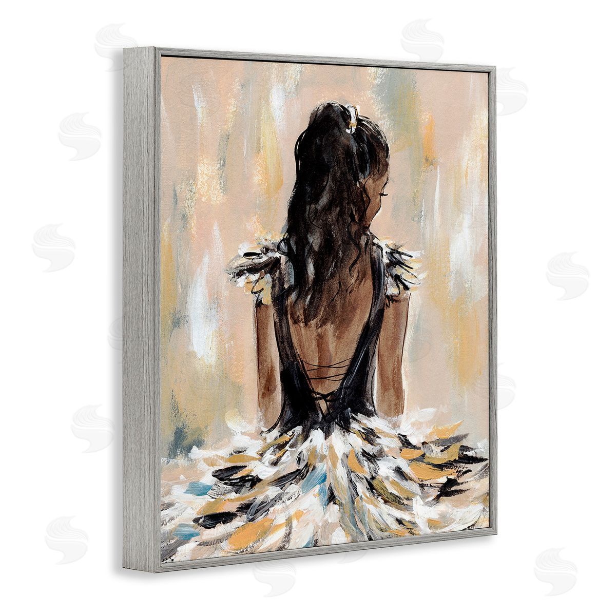 Annie Warren Fashionista in Dress Gray Framed Giclee Wall Art Print
