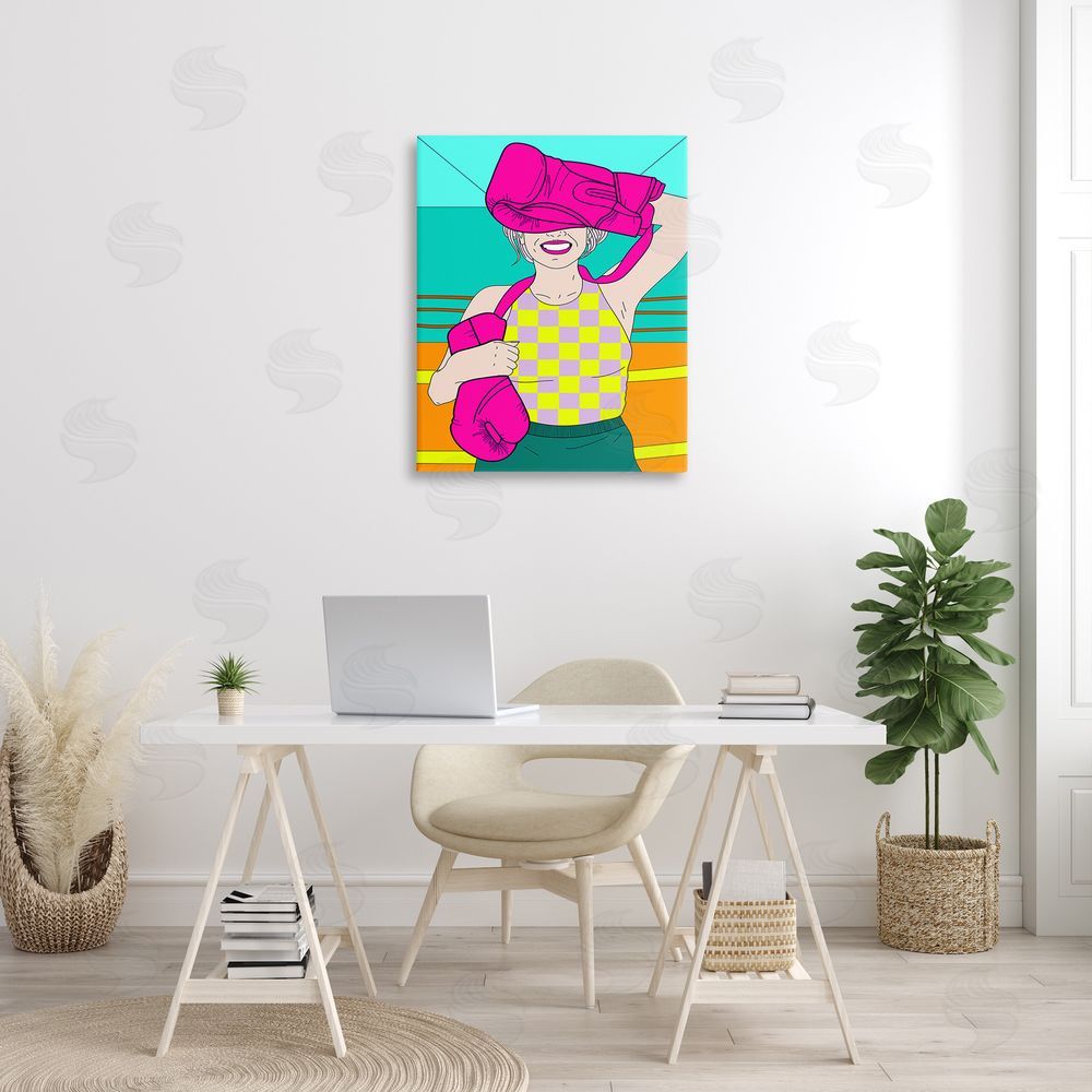 Grace Popp Bold Kickboxing Woman Canvas Wall Art Print in Room