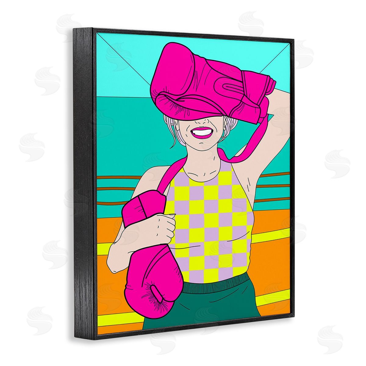 Grace Popp Bold Kickboxing Woman Black Framed Giclee Wall Art Print