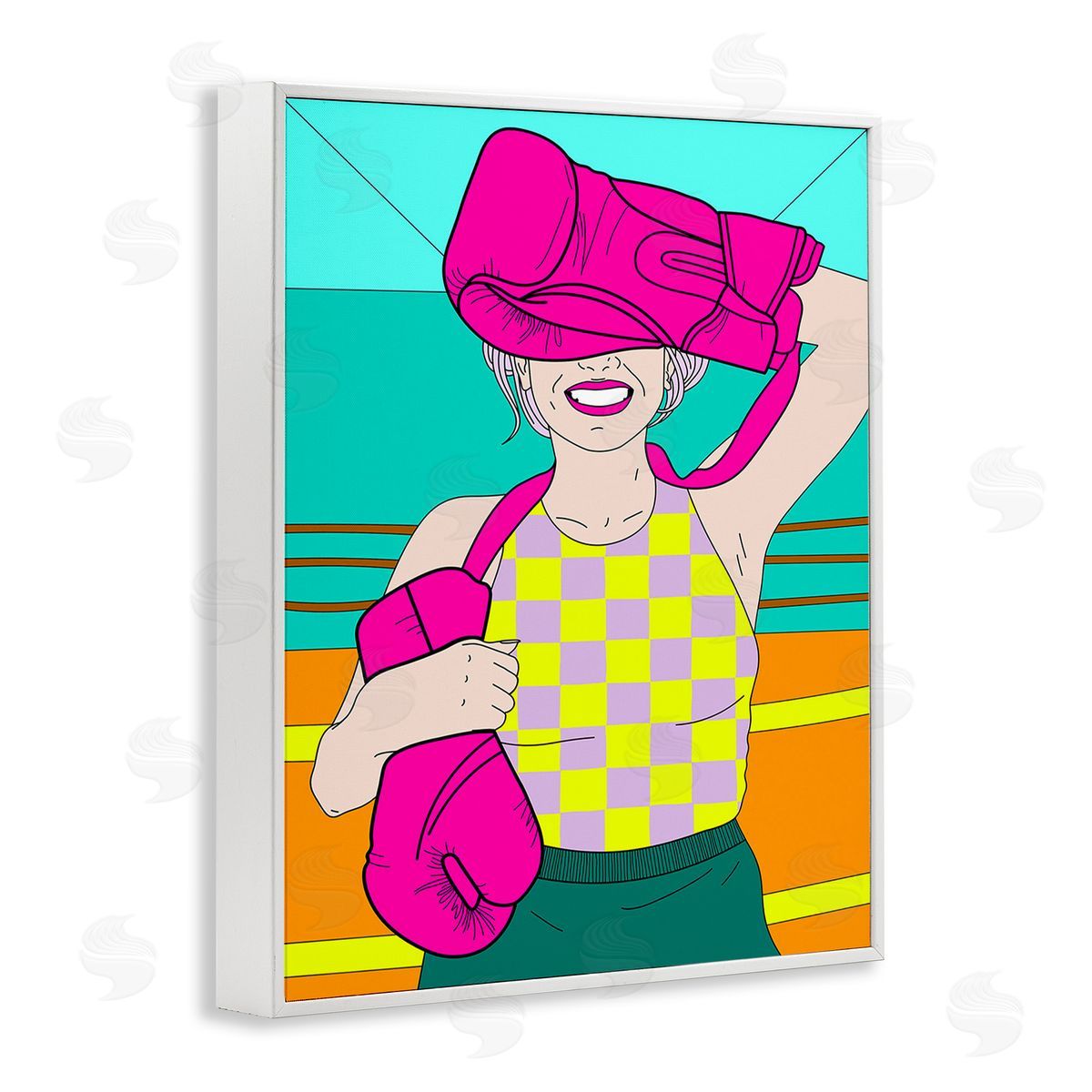 Grace Popp Bold Kickboxing Woman White Framed Giclee Wall Art Print