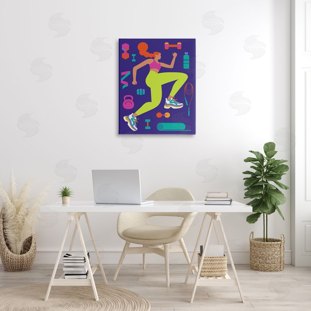 Victoria Barnes Woman with Fitness Weights Canvas Wall Art Print in Room
