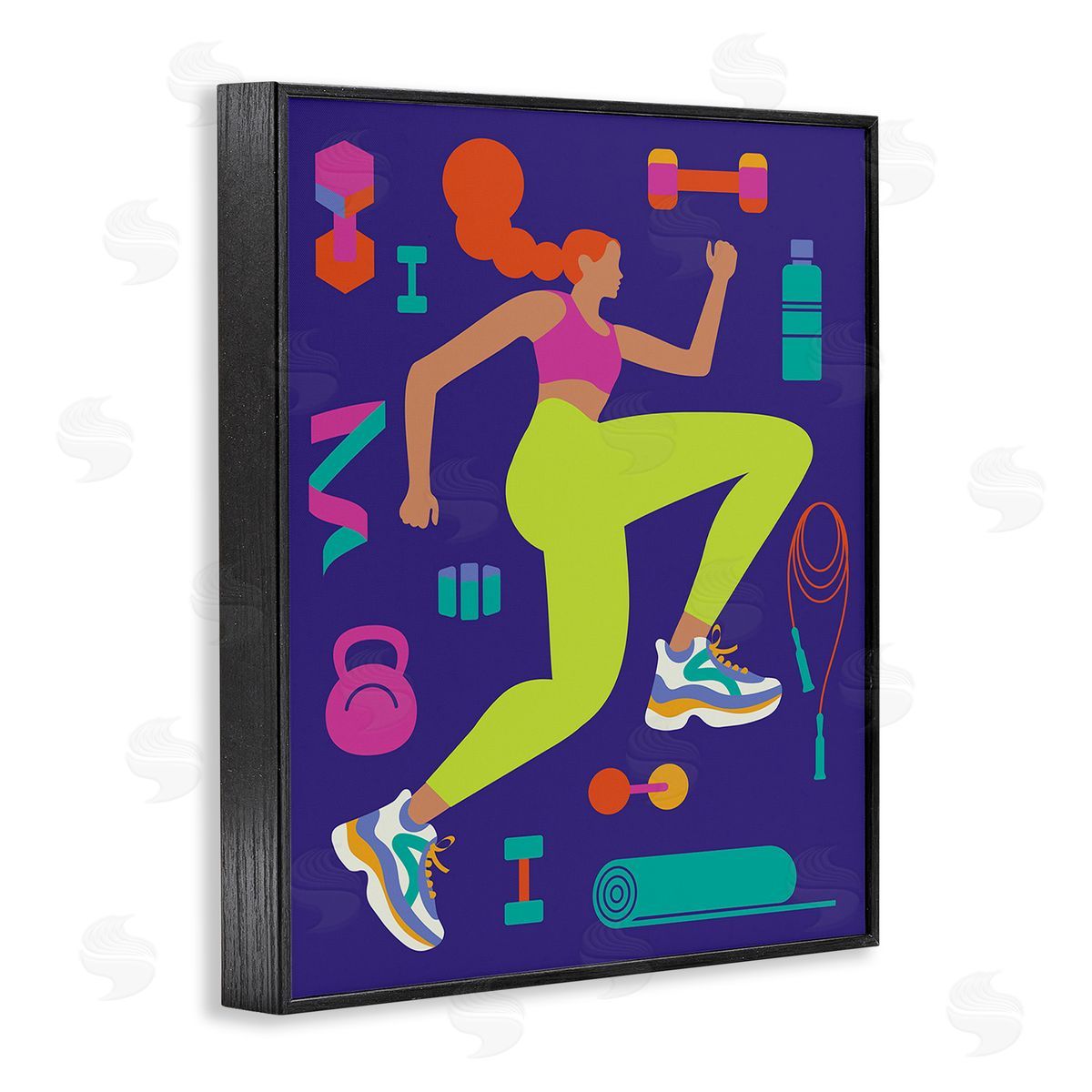 Victoria Barnes Woman with Fitness Weights Black Framed Giclee Wall Art Print