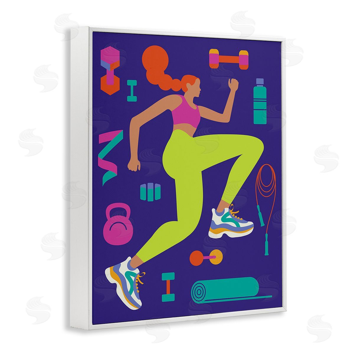 Victoria Barnes Woman with Fitness Weights White Framed Giclee Wall Art Print