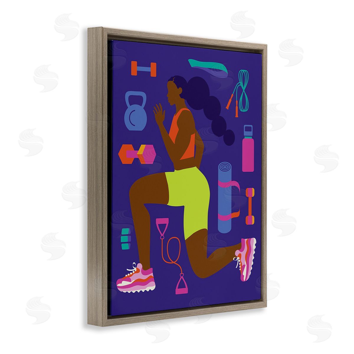 Victoria Barnes Inspiring Woman & Workout Brown Floating Frame Canvas Wall Art Print