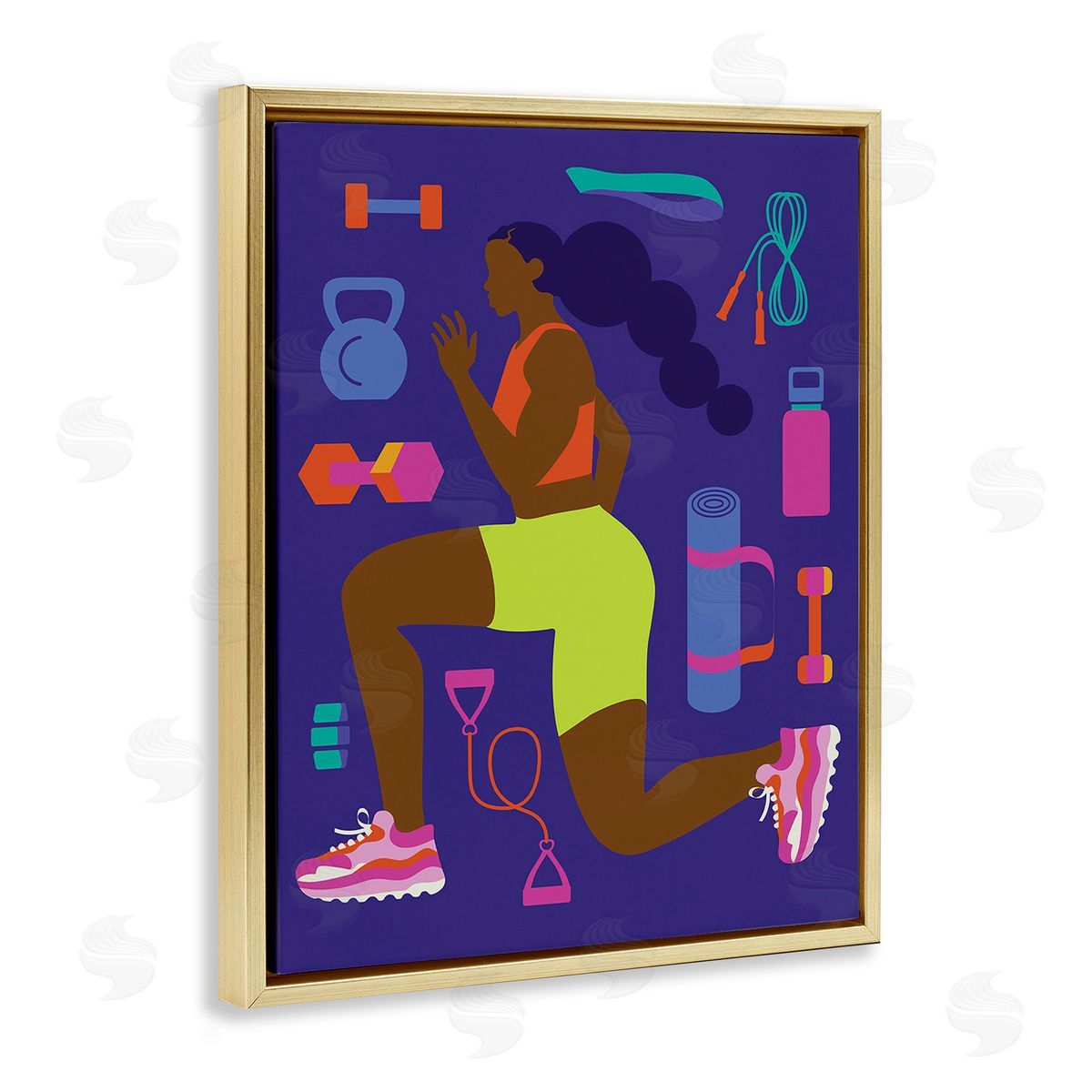 Victoria Barnes Inspiring Woman & Workout Gold Floating Frame Canvas Wall Art Print