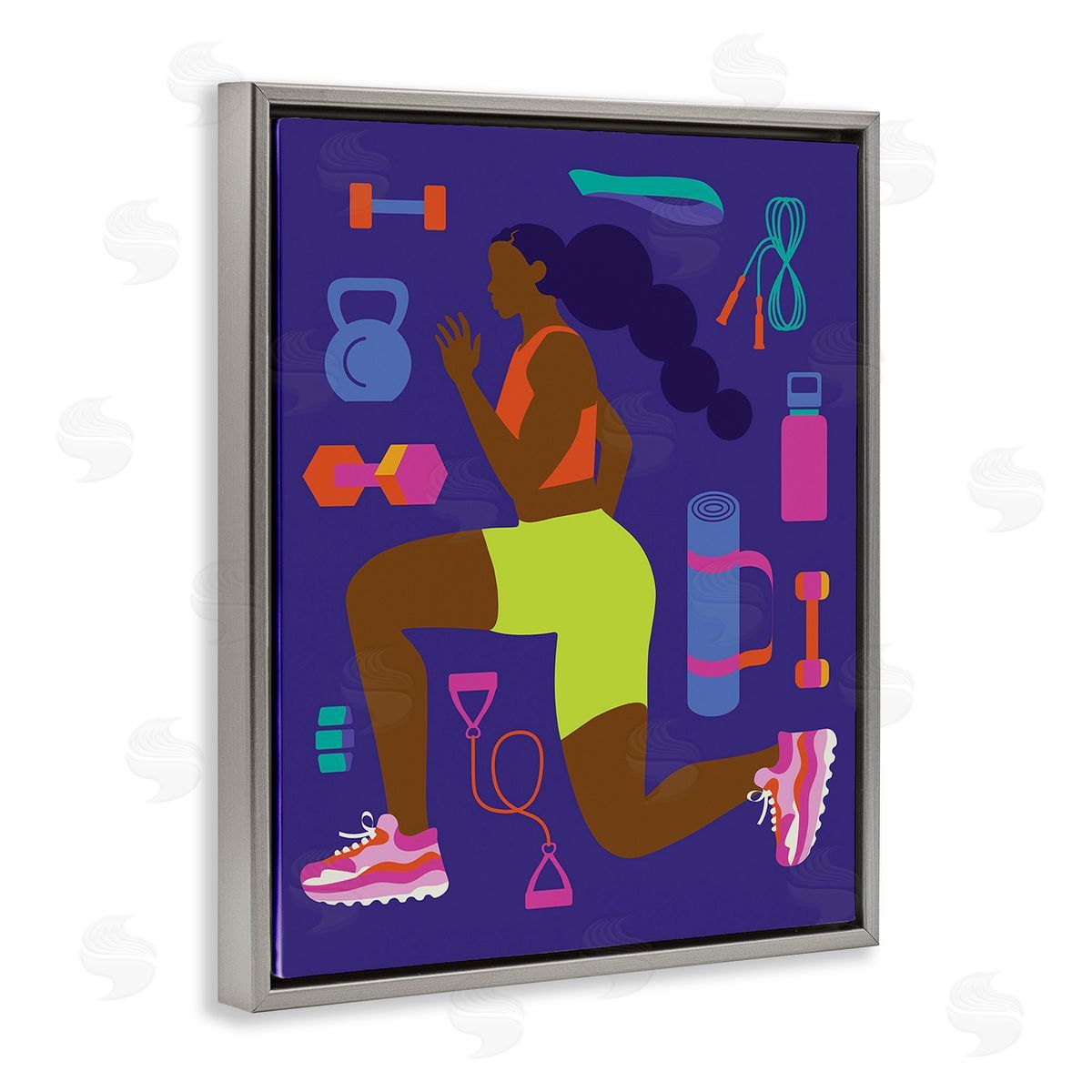 Victoria Barnes Inspiring Woman & Workout Gray Floating Frame Canvas Wall Art Print