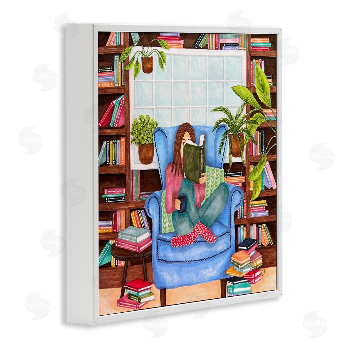 Ale Saiz Studio Cozy Reading Corner White Framed Giclee Wall Art Print