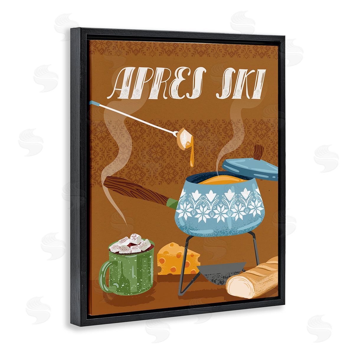 Arrolynn Weiderhold Apr�s Ski Warm Meal Black Floating Frame Canvas Wall Art Print