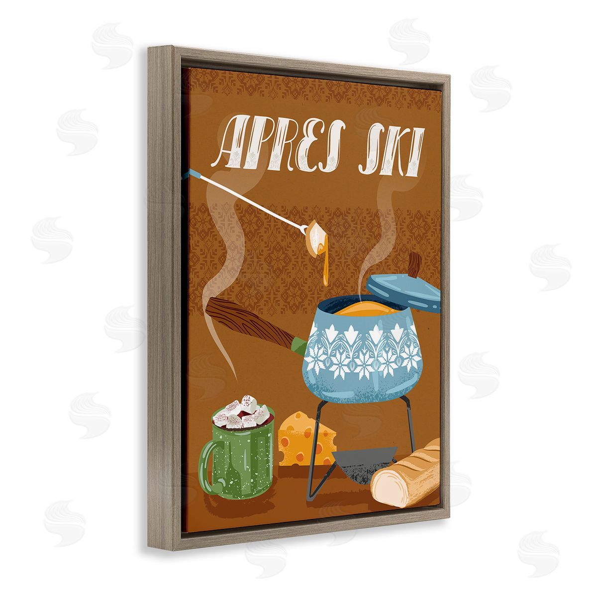 Arrolynn Weiderhold Apr�s Ski Warm Meal Brown Floating Frame Canvas Wall Art Print