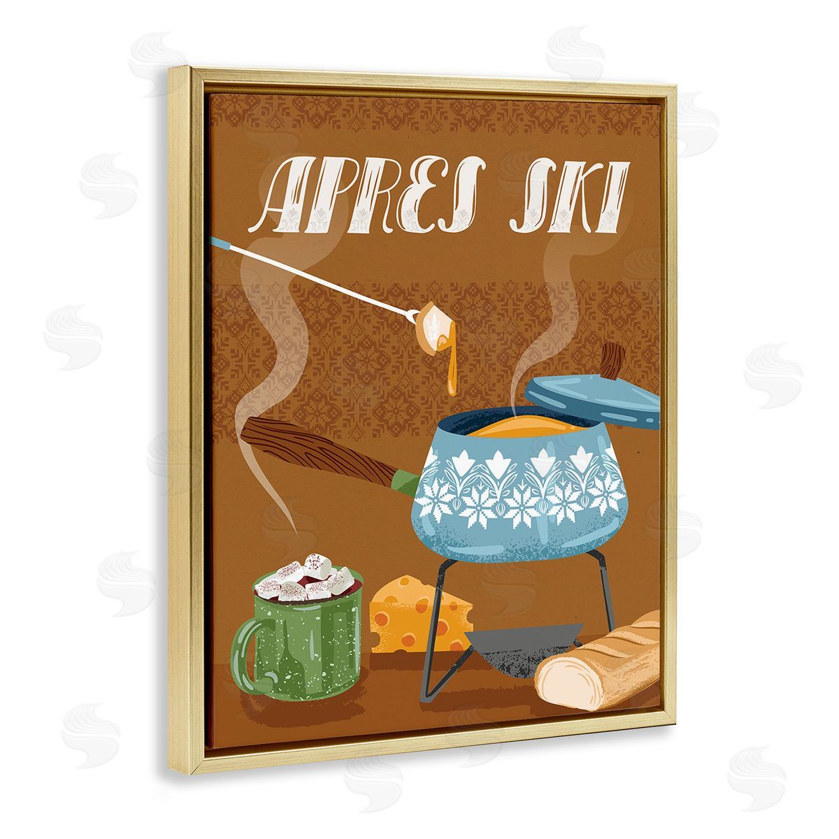 Arrolynn Weiderhold Apr�s Ski Warm Meal Gold Floating Frame Canvas Wall Art Print