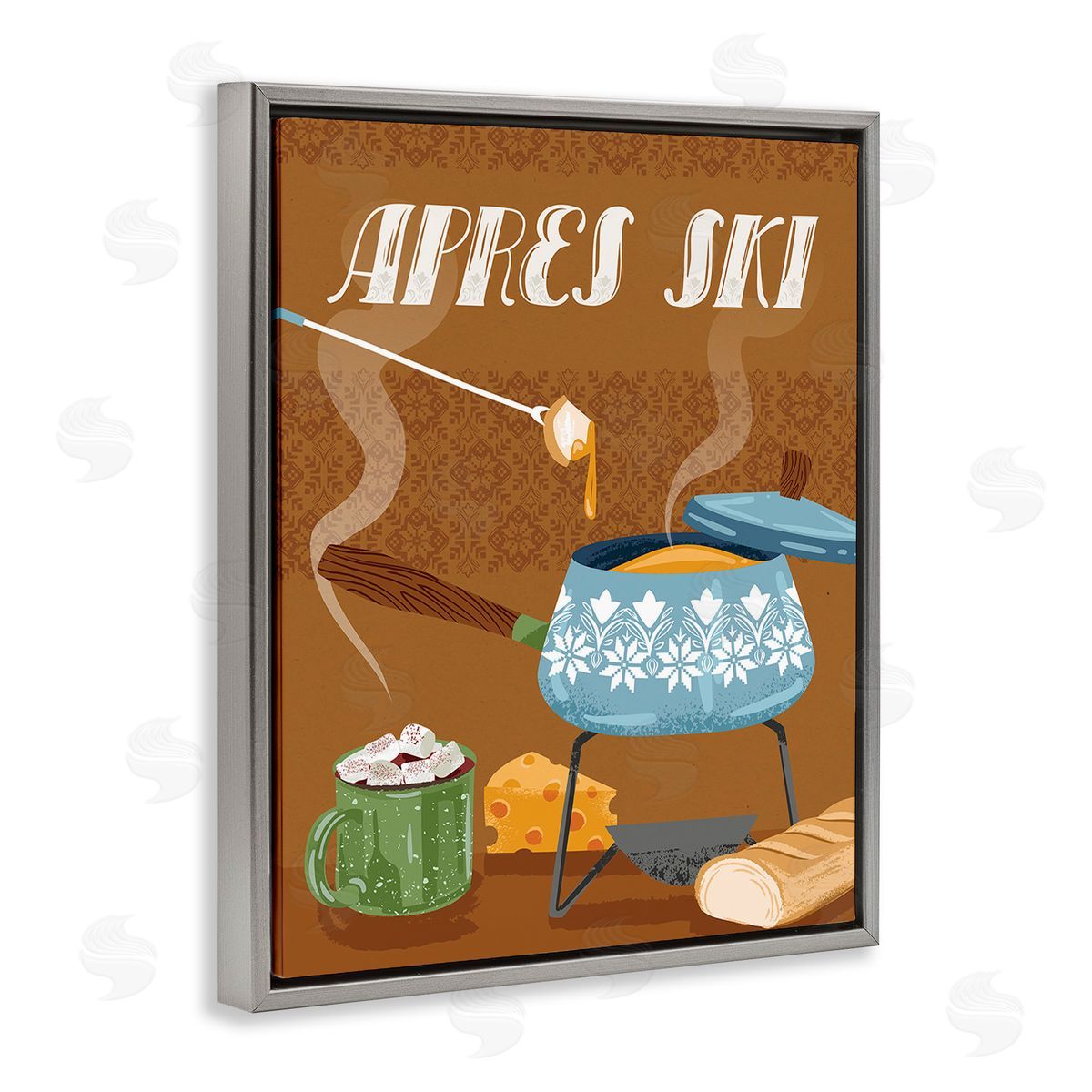 Arrolynn Weiderhold Apr�s Ski Warm Meal Gray Floating Frame Canvas Wall Art Print