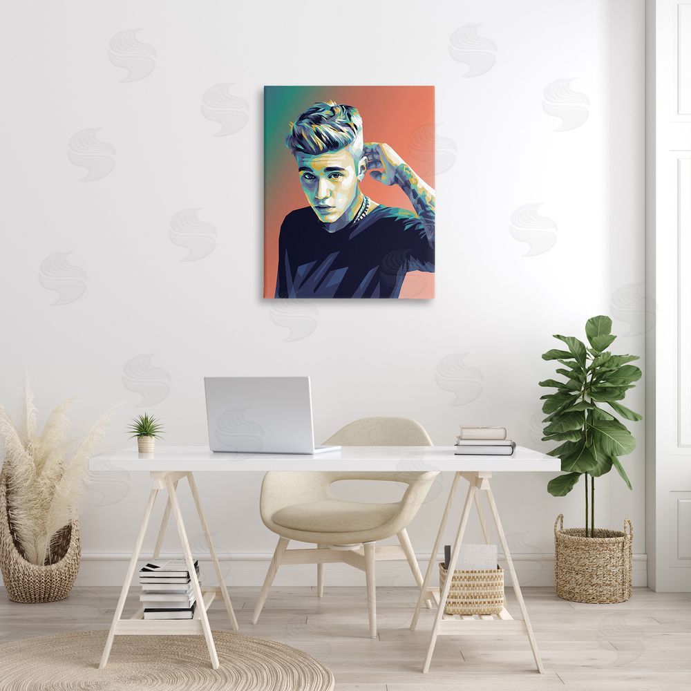 Birch & Ink Pop Culture Justin Portrait Canvas Wall Art Print in Room
