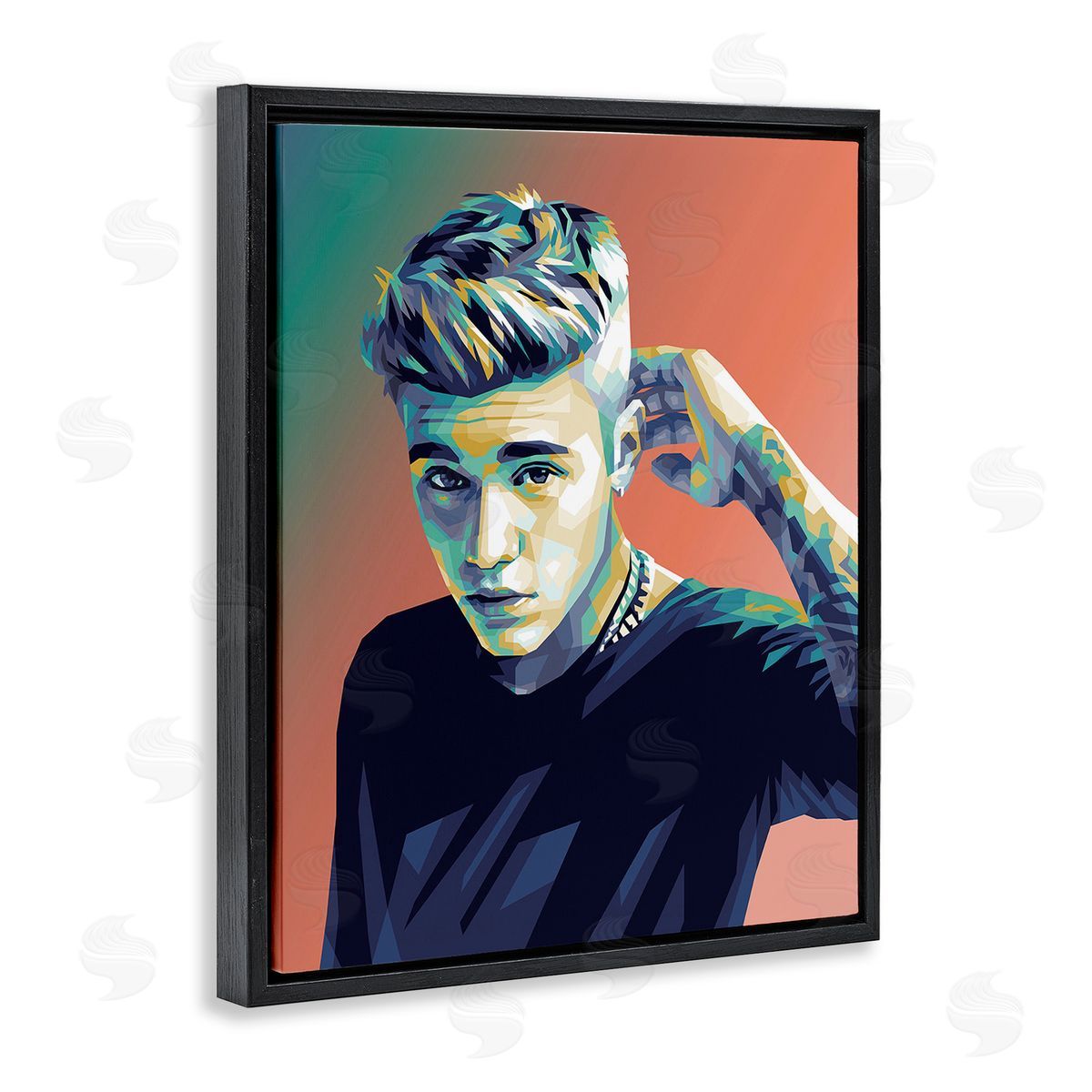 Birch & Ink Pop Culture Justin Portrait Black Floating Frame Canvas Wall Art Print