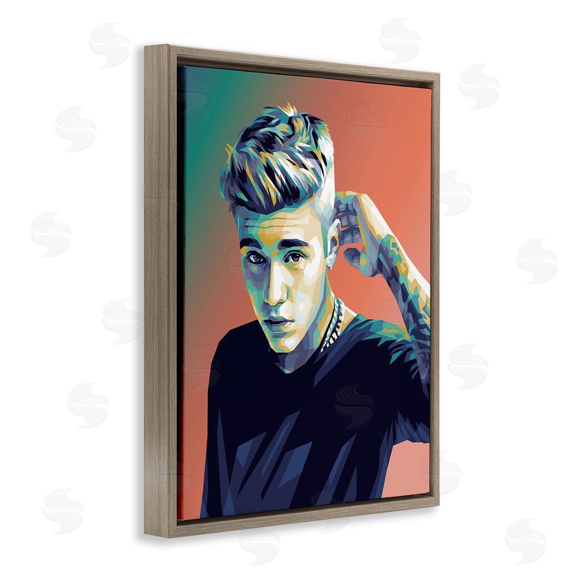 Birch & Ink Pop Culture Justin Portrait Brown Floating Frame Canvas Wall Art Print