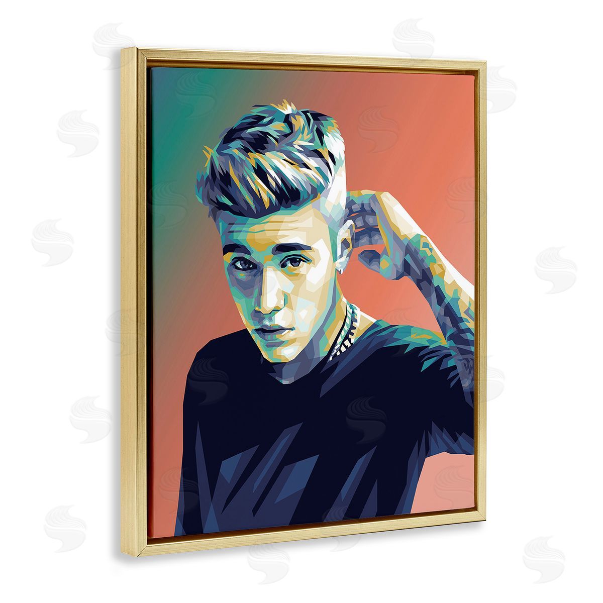 Birch & Ink Pop Culture Justin Portrait Gold Floating Frame Canvas Wall Art Print
