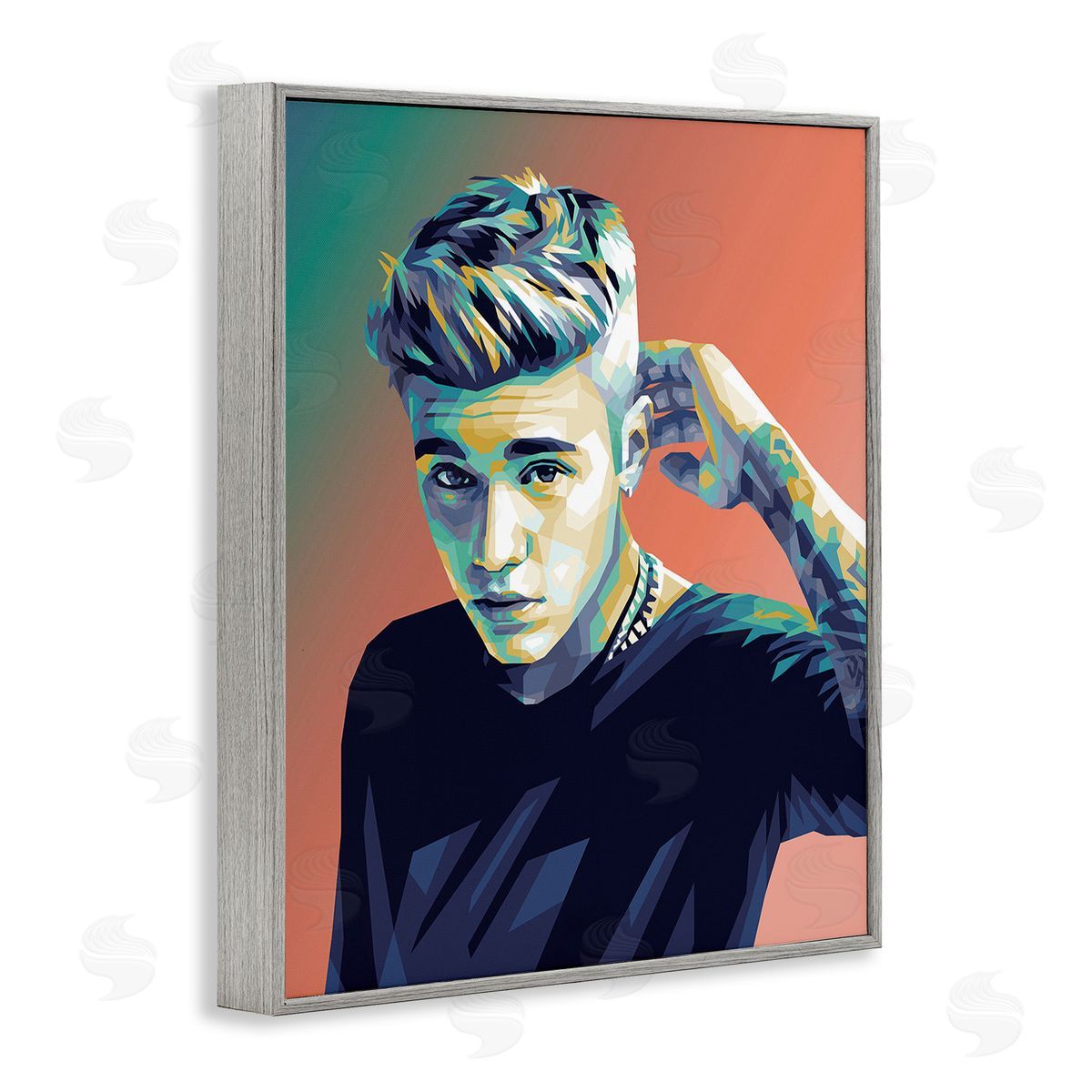 Birch & Ink Pop Culture Justin Portrait Gray Framed Giclee Wall Art Print