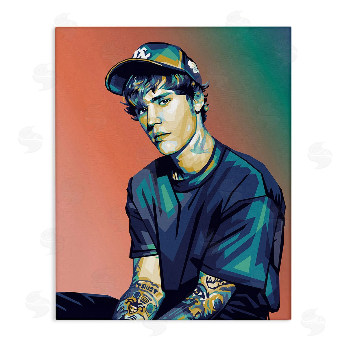 Birch & Ink Justin Portrait with Hat Canvas Wall Art Print