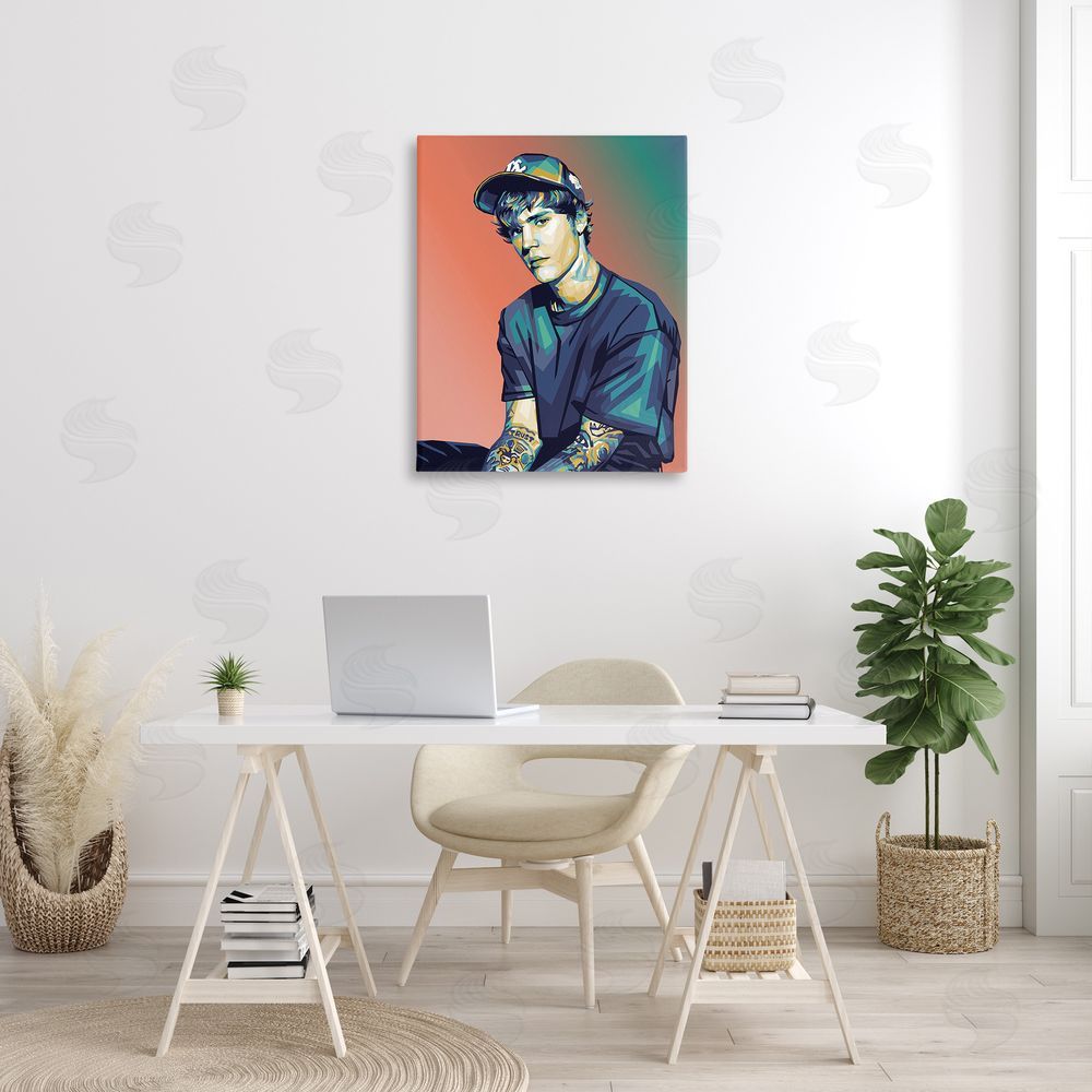 Birch & Ink Justin Portrait with Hat Canvas Wall Art Print in Room