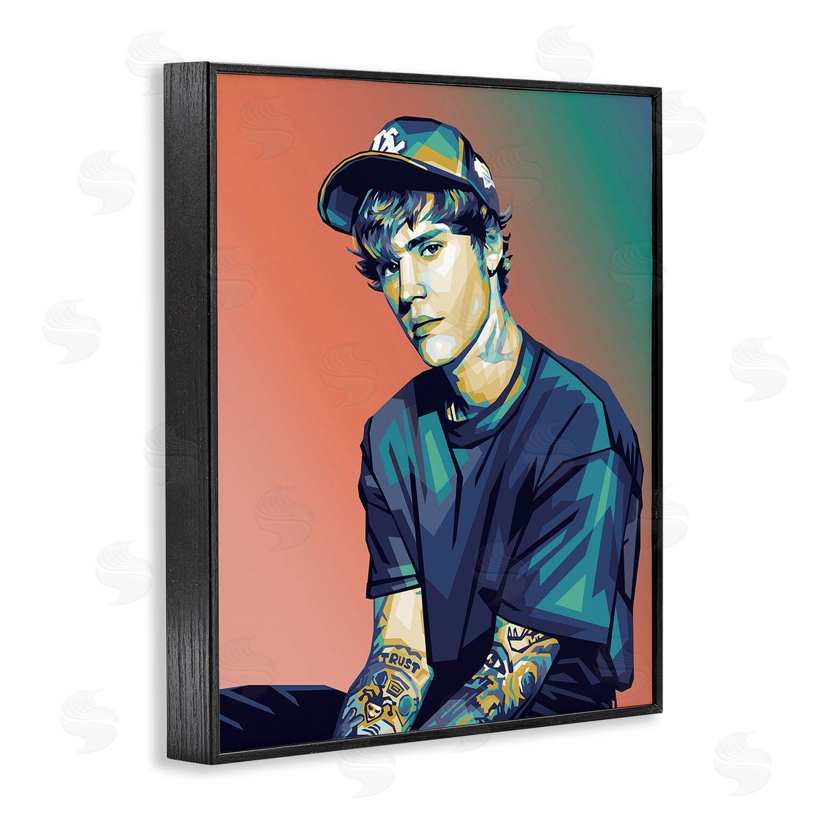Birch & Ink Justin Portrait with Hat Black Framed Giclee Wall Art Print